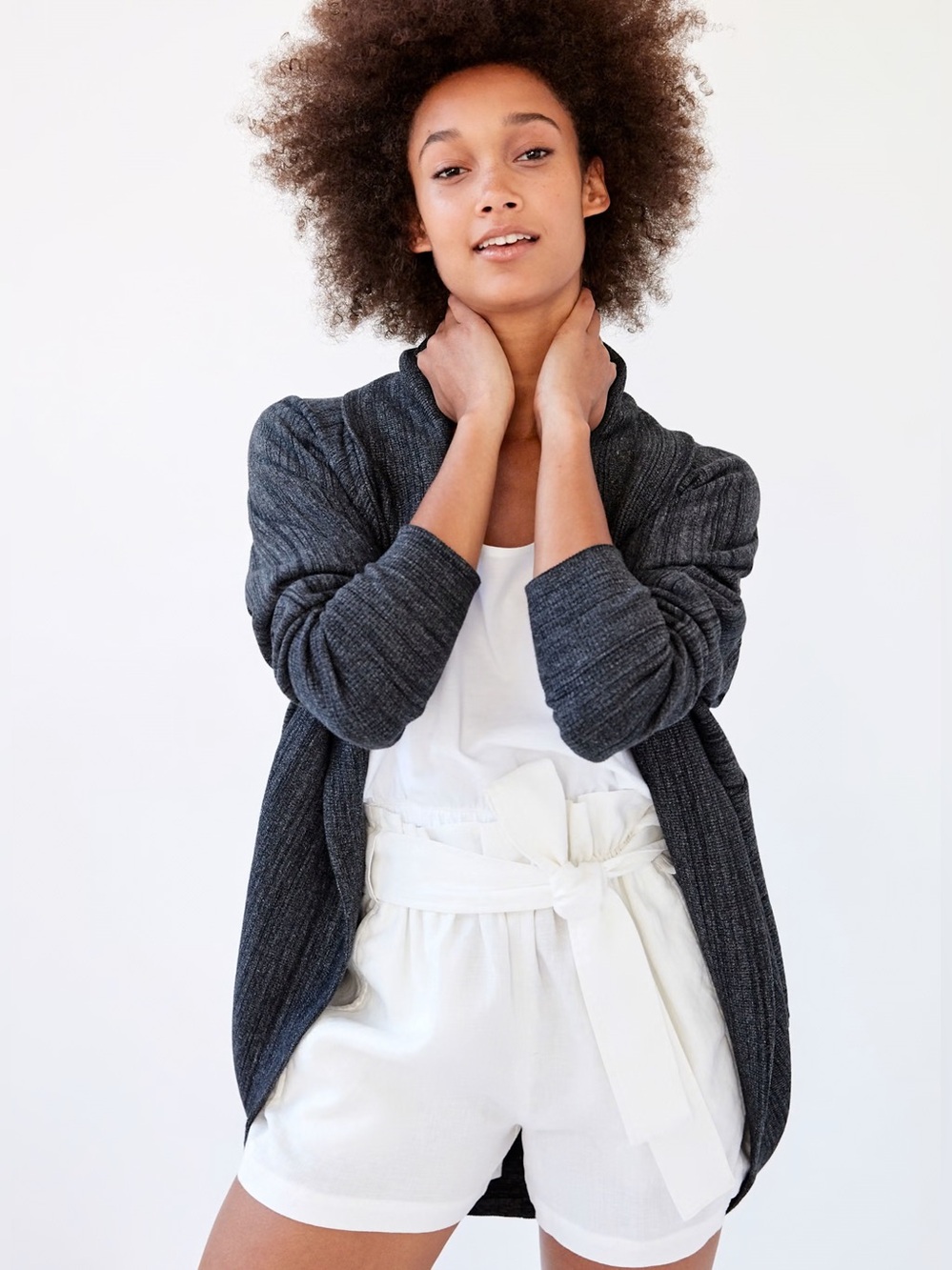 Aritzia Wilfred Diderot Charcoal Grey Studded Cocoon Cardigan S